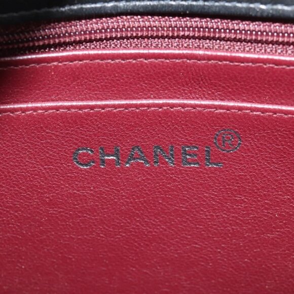 CHANEL Chain Hand Bag Lamb Skin Black Silver CC Auth 138566A - Picture 10 of 16